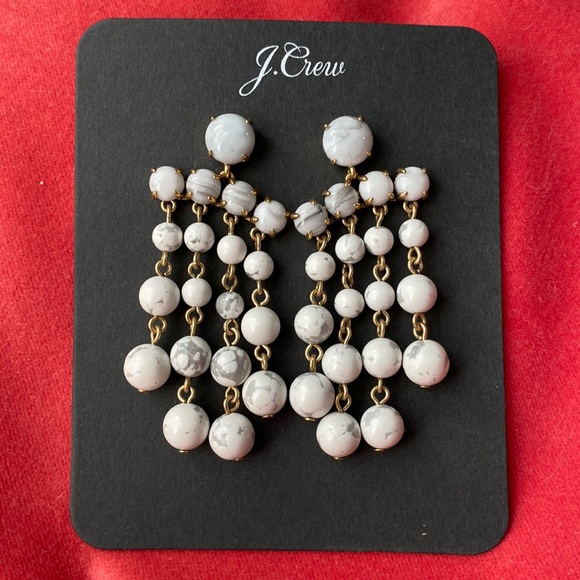 J. Crew White Candy Dot Chandelier Earrings